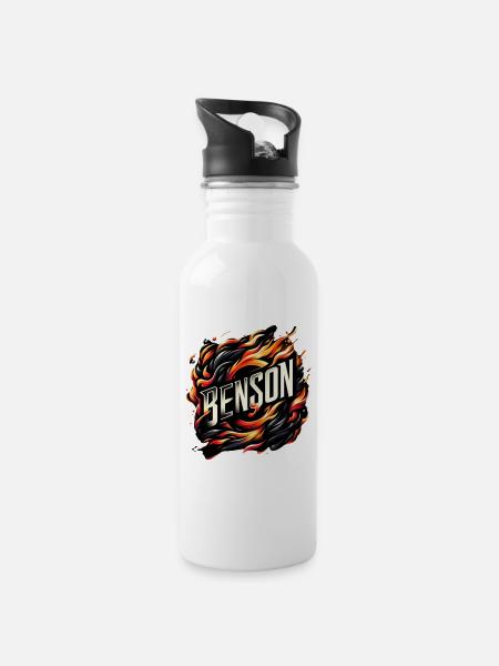 Benson Fire - Trinkflasche mit integriertem Trinkhalm - Weiß
