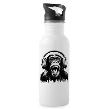 Music Monkey World 🎧 Monkey with Headphones - Water bottle with straw - white - Right