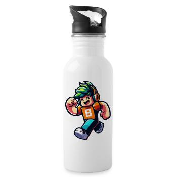 Happy gamer - Cool game character with head phones - Water bottle with straw - white - Right