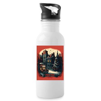 Scène de rue de Noël Vintage - Gourde avec paille intégrée - blanc - Droite
