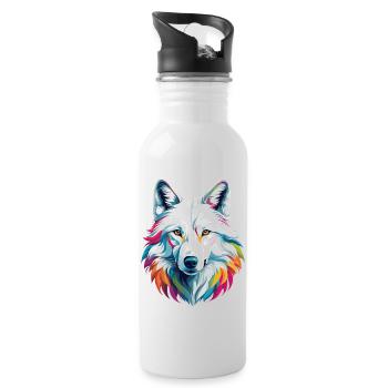 Loup blanc - Gourde avec paille intégrée - blanc - Droite
