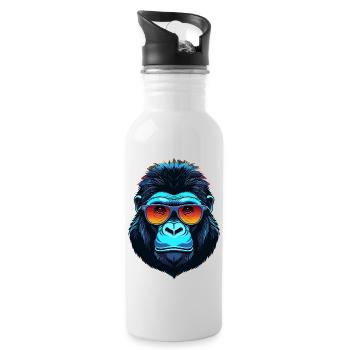 Gorilla Face - Water bottle with straw - white - Right