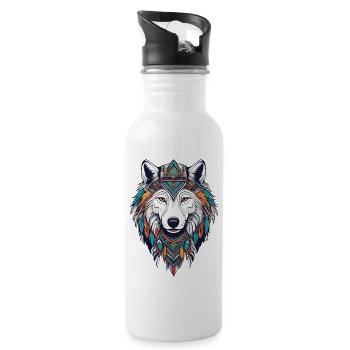Loup arctique - Gourde avec paille intégrée - blanc - Droite