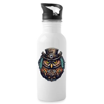 Eule - Trinkflasche mit integriertem Trinkhalm - Weiß - Rechts
