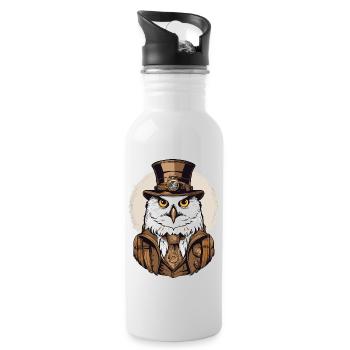 Snowy Owl - Water bottle with straw - white - Right