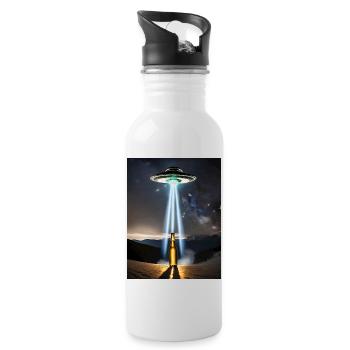 jeu de mots sur la bière d’enlèvement extraterrestre Je veux beerlieve - Gourde avec paille intégrée - blanc - Droite