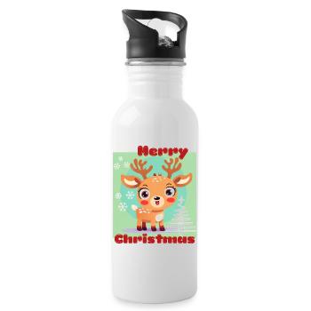 Joyeux Noël - cerf porte-bonheur mignon - Noël de neige - Gourde avec paille intégrée - blanc - Droite
