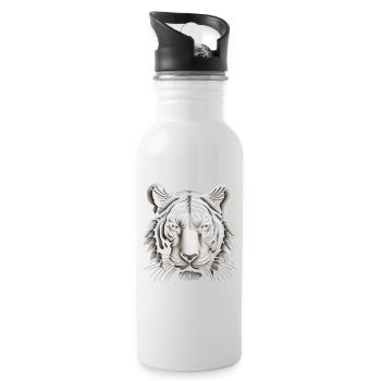Enigmatic Op Art Tiger Illusion Artwork - Water bottle with straw - white - Right