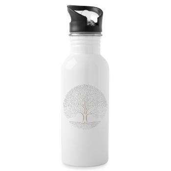Circle of Nature: OpArt-Baum mit symmetrischer - Trinkflasche mit integriertem Trinkhalm - Weiß - Rechts