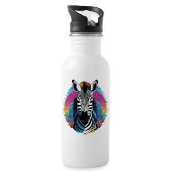 Zebra - Water bottle with straw - white - Right