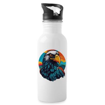 Geier - Trinkflasche mit integriertem Trinkhalm - Weiß - Rechts