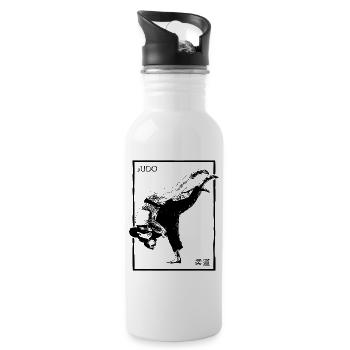 Judo – Wurftechnik mit japanischem Stil - Trinkflasche mit integriertem Trinkhalm - Weiß - Rechts