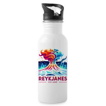 Eruption of Reykjanes Volcano in Iceland - Water bottle with straw - white - Right