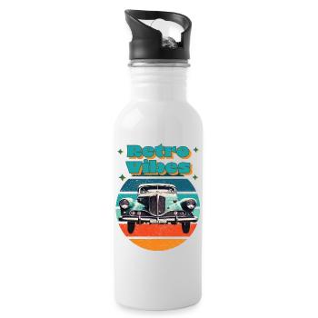 Retro Vibes Car - Water bottle with straw - white - Right