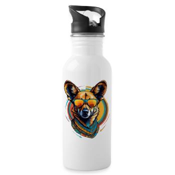 African Wild Dog - Water bottle with straw - white - Right