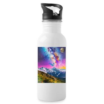 Voie lactée et paysage fantastique - Gourde avec paille intégrée - blanc - Droite
