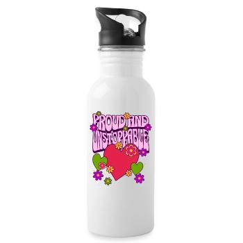 LGBTQ Pride Coeur Fleurs Amour Gay - Gourde avec paille intégrée - blanc - Droite