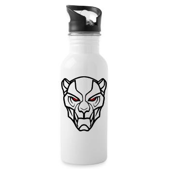 Vector Löwenkopf Design - Trinkflasche mit integriertem Trinkhalm - Weiß - Rechts