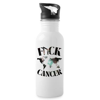 F... CK CANCER - HOPE, LOVE & FIGHT - Water bottle with straw - white - Right