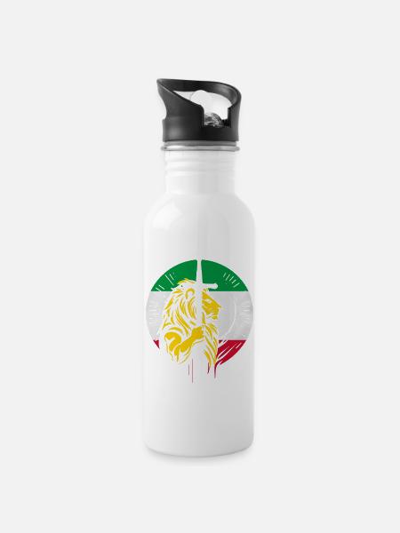 Shir o Khorshid - Persian Design (Iran) - Water bottle with straw - white