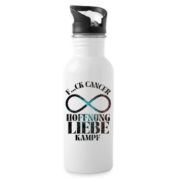 F...CK CANCER - HOFFNUNG, LIEBE & Kampf - Trinkflasche mit integriertem Trinkhalm - Weiß - Rechts