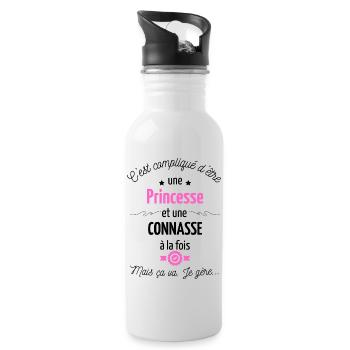 Princesse Et Conn*sse Et Je Gère Dans Les Deux - Gourde avec paille intégrée - blanc - Droite