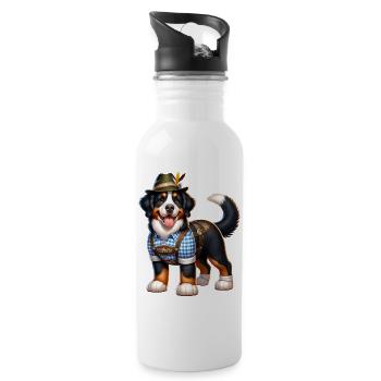 Bernese mountain dog dog Bavaria - Water bottle with straw - white - Right