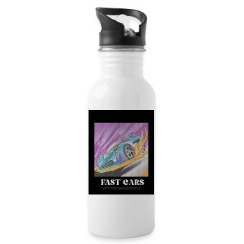 Sportcar - Trinkflasche mit integriertem Trinkhalm - Weiß - Rechts