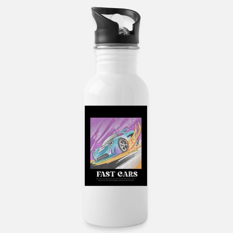 Sportcar - Trinkflasche mit integriertem Trinkhalm - Weiß