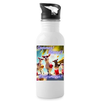 Sommer, Strand, Sangria - Trinkflasche mit integriertem Trinkhalm - Weiß - Rechts