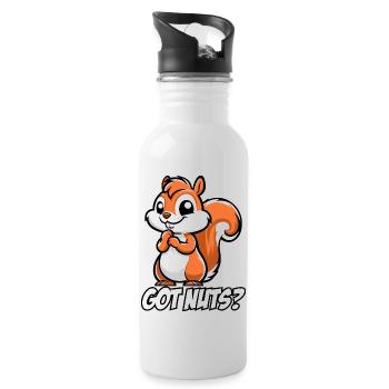 Hast du Nüsse? - Trinkflasche mit integriertem Trinkhalm - Weiß - Rechts