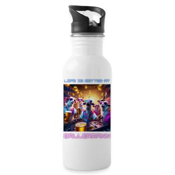 Life is better at Malle - Trinkflasche mit integriertem Trinkhalm - Weiß - Rechts