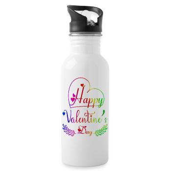 Love me Valentine Happy Valentines Valentines - Water bottle with straw - white - Right