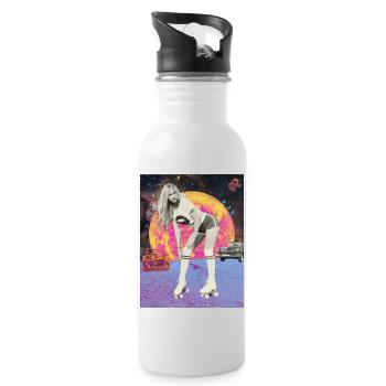 Moon Roller Retro Poster - Water bottle with straw - white - Right