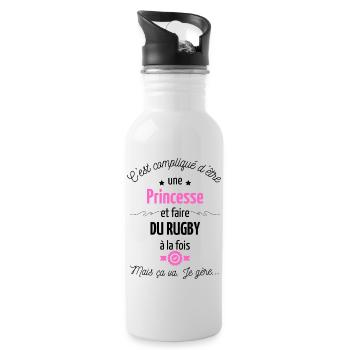 Princess & Rugby - Water bottle with straw - white - Right