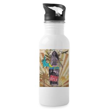 Summer Vibes Collage - Water bottle with straw - white - Right