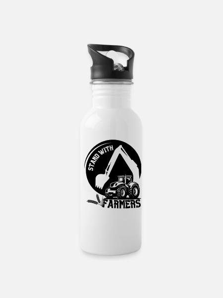 stand with farmers - Water bottle with straw - white