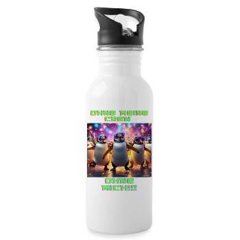 Ohne meine Crew - Trinkflasche mit integriertem Trinkhalm - Weiß - Rechts
