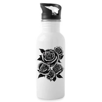 Bouquet de roses Bouquet de fleurs de rose - Gourde avec paille intégrée - blanc - Droite