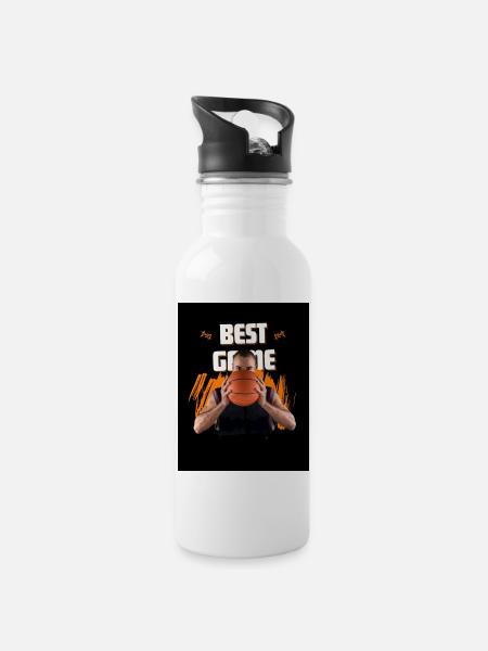 Basketball Sports - Water bottle with straw - white