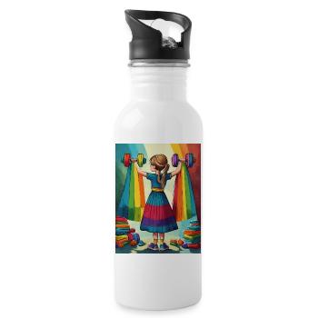 Strong Girl - Water bottle with straw - white - Right