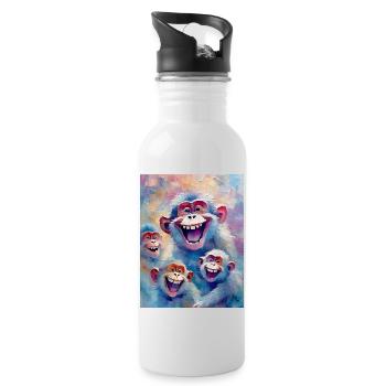 Laughing Monkeys - Water bottle with straw - white - Right