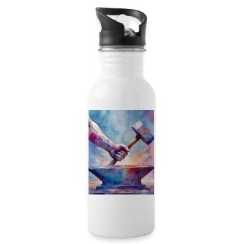 Stärke - Trinkflasche mit integriertem Trinkhalm - Weiß - Rechts