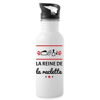 La reine de la raclette, fête des mères, fromage - Gourde avec paille intégrée - blanc - Droite