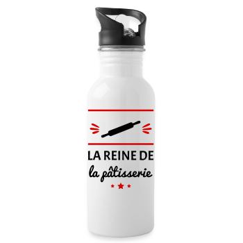 La reine de la pâtisserie, pâtisserie, cadeau mère - Gourde avec paille intégrée - blanc - Droite
