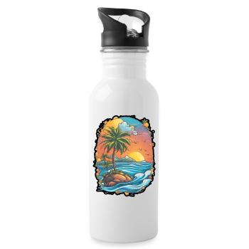 vinyl record - Trinkflasche mit integriertem Trinkhalm - Weiß - Rechts