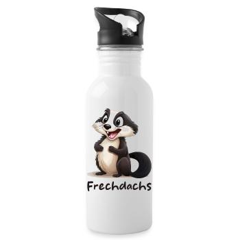 Süßer Kleiner Frechdachs - Trinkflasche mit integriertem Trinkhalm - Weiß - Rechts