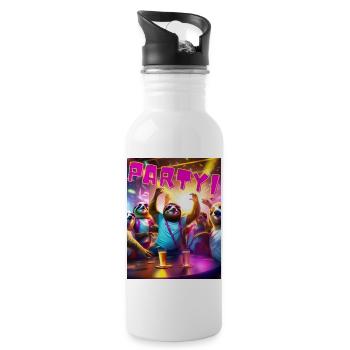 Party - Trinkflasche mit integriertem Trinkhalm - Weiß - Rechts