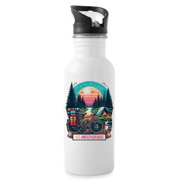 Sunset Bikepacking Forest Escape - Water bottle with straw - white - Right