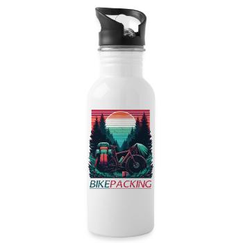 Sunset Bikepacking Forest - Trinkflasche mit integriertem Trinkhalm - Weiß - Rechts